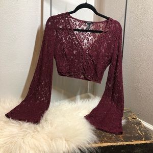Maroon bell sleeve top